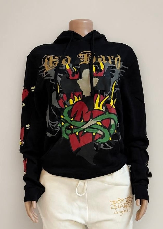 Womens Ed Hardy Sacred Heart Oversized Hoodie