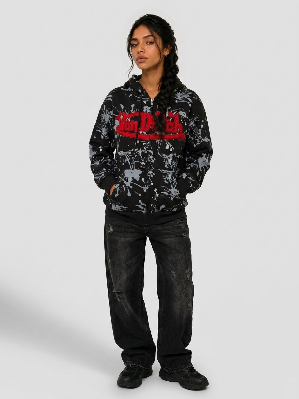 Womens Von Dutch Abstract Zip Up Hoodie