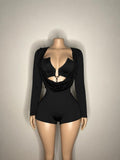 Womens Drop Neck Shorts Romper