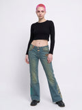 Womens Von Dutch Studded Low Rise Flare Jeans