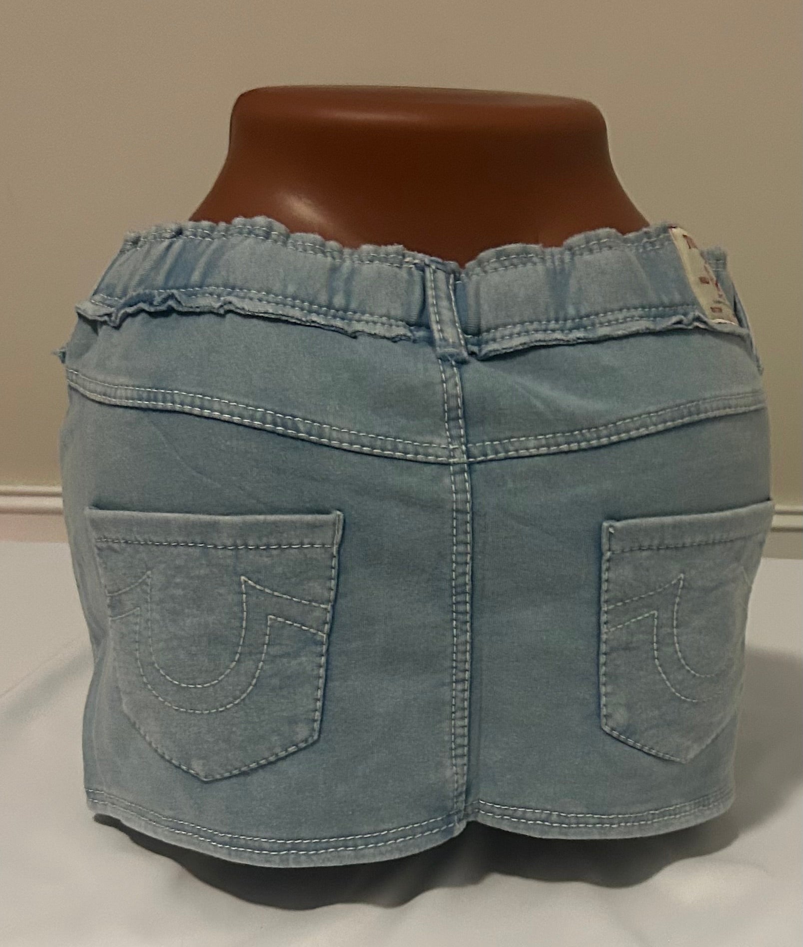 Womens True Religion Raw Edge Big T Mini Skirt