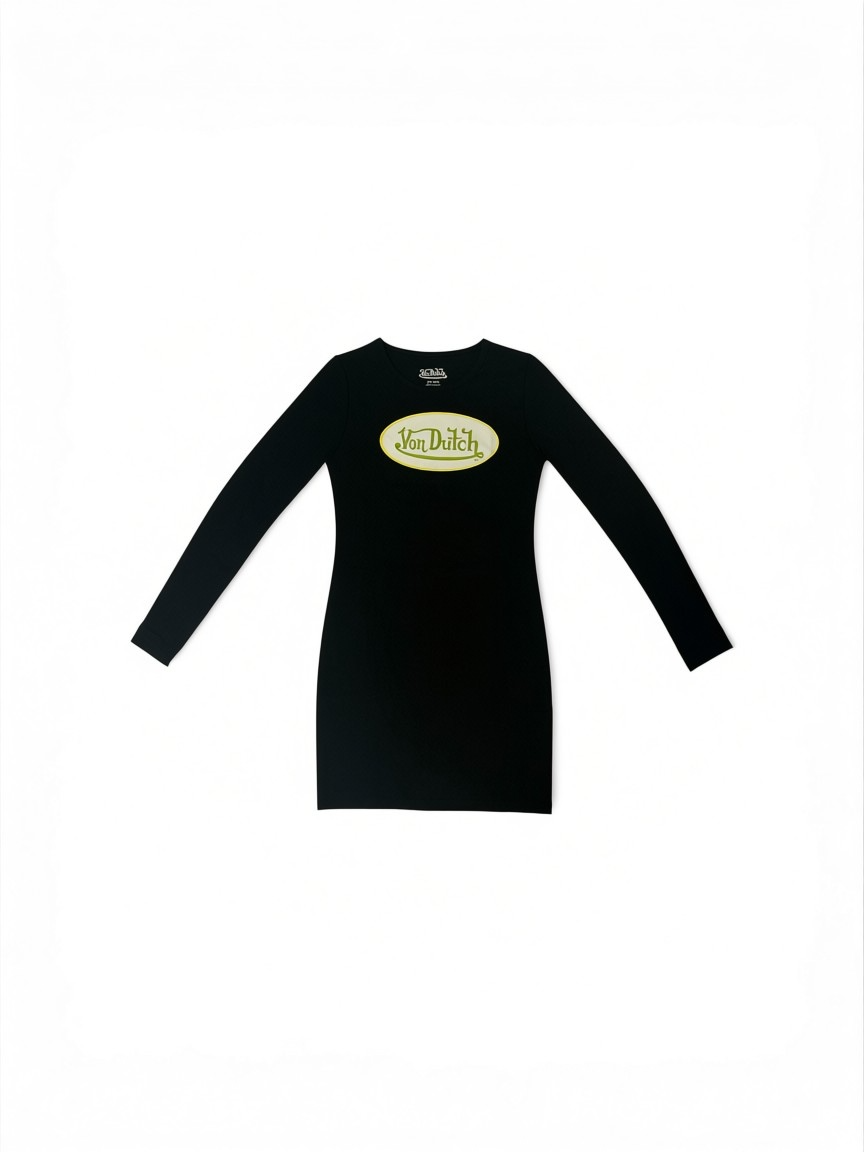 Womens Von Dutch Logo Long Sleeve Mini Dress