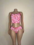 Womens Von Dutch Printed Mesh Lettuce Edge Cami Tank and Panty Set
