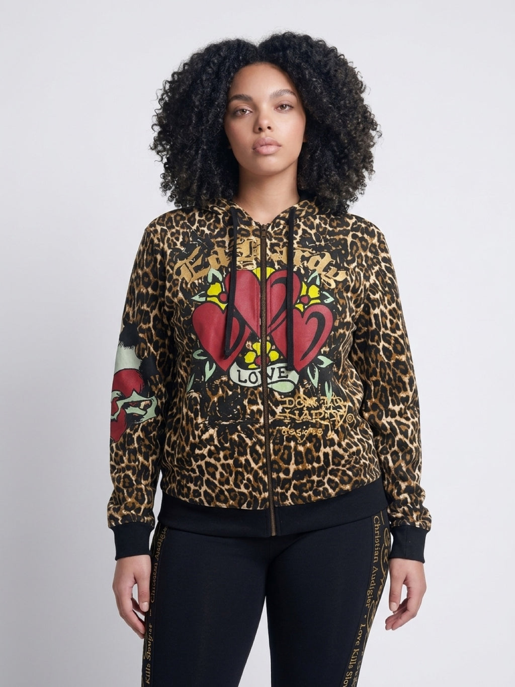 Womens Ed Hardy Leopard Love Zip Up Hoodie
