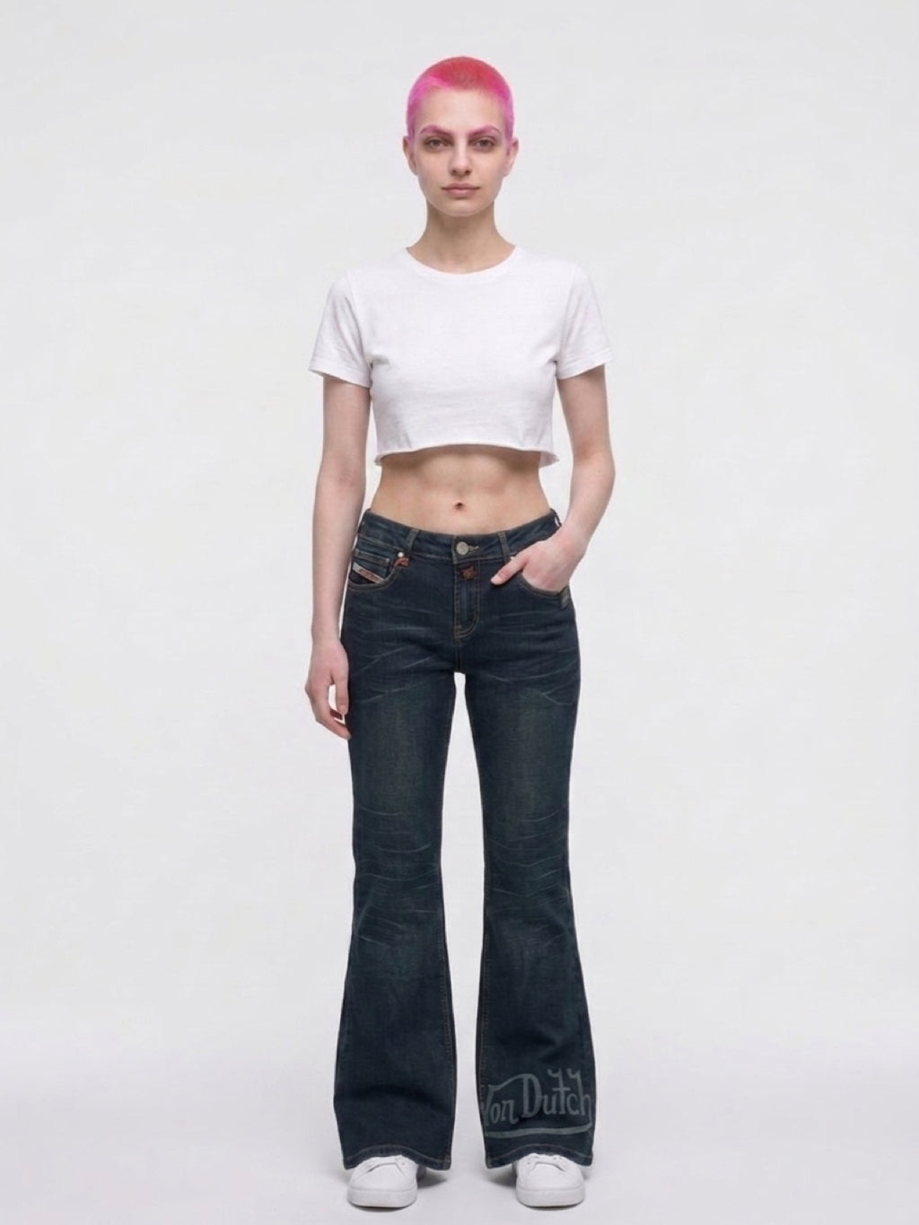 Womens Von Dutch Tinted Low Rise Flare Jeans