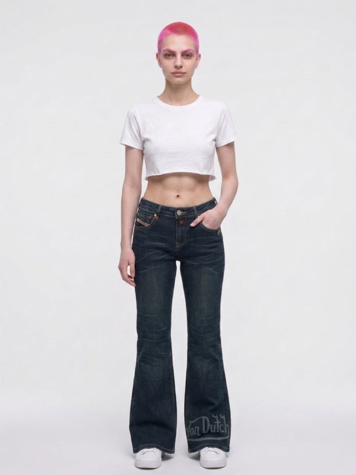 Womens Von Dutch Tinted Low Rise Flare Jeans