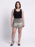 Womens Ed Hardy Cross Denim Mini Skirt