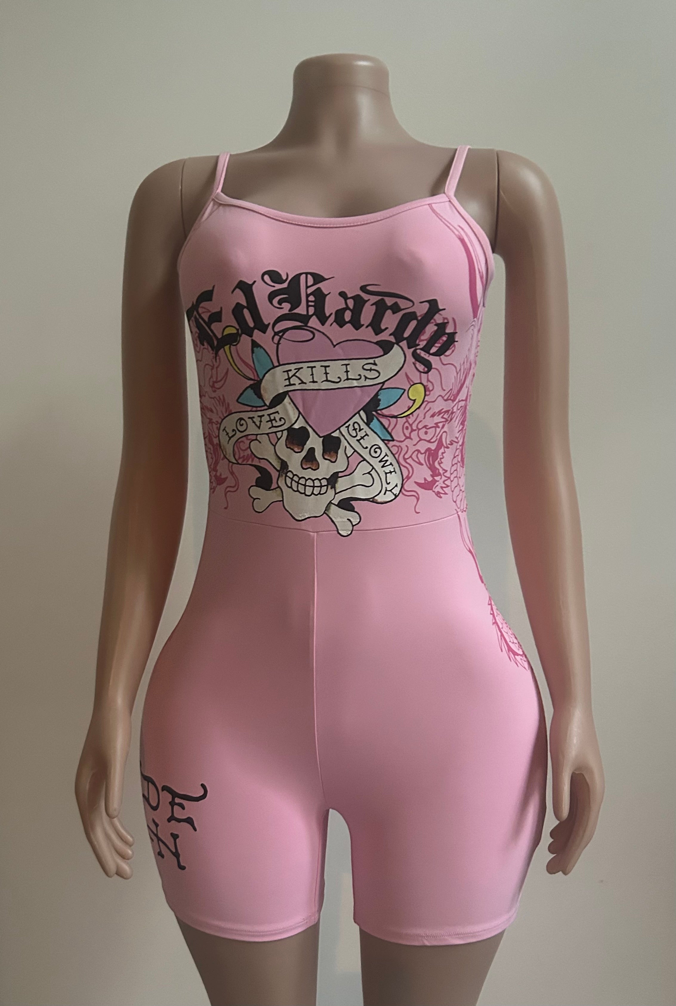 Ed Hardy Pink Skull Romper