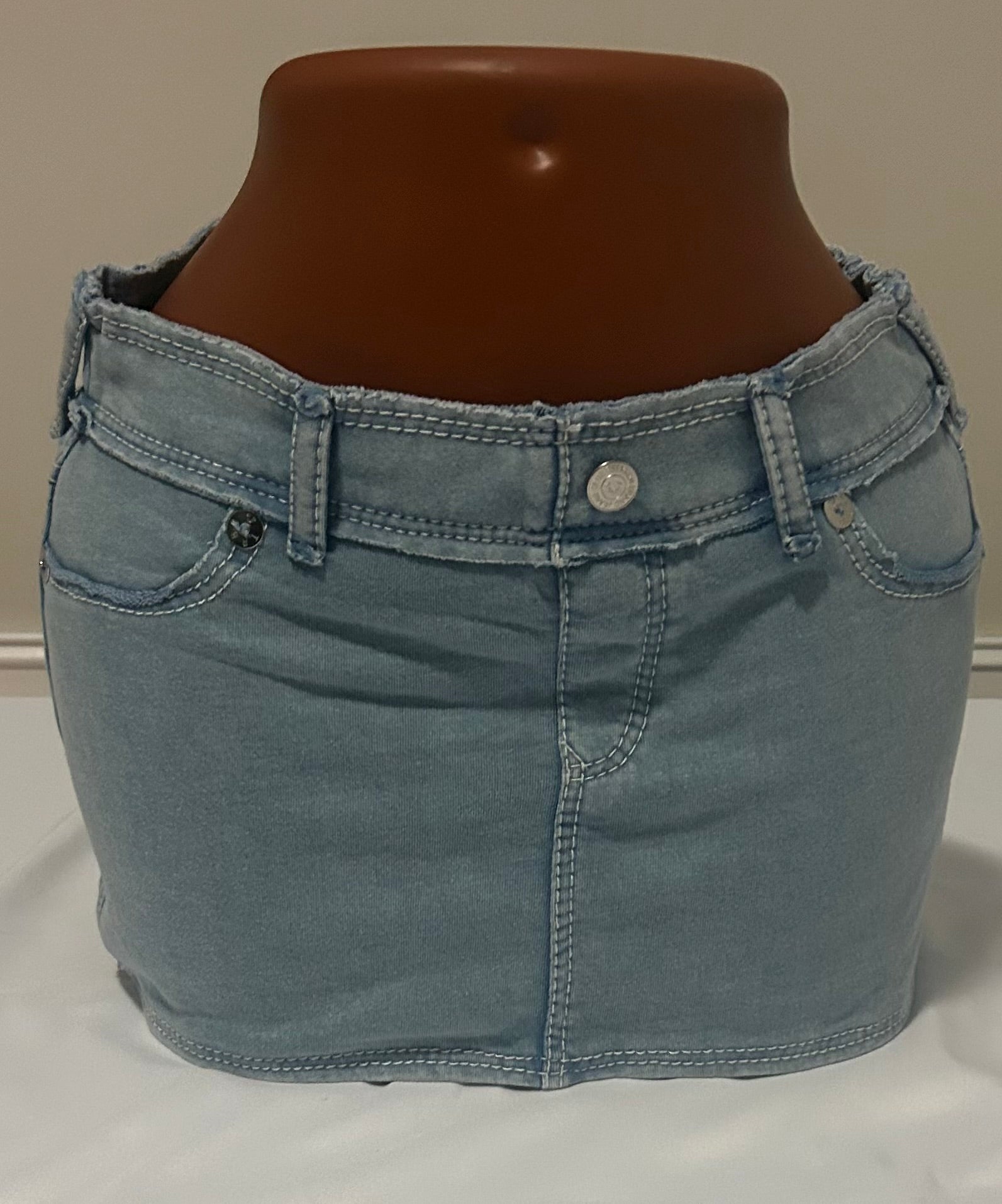 Womens True Religion Raw Edge Big T Mini Skirt
