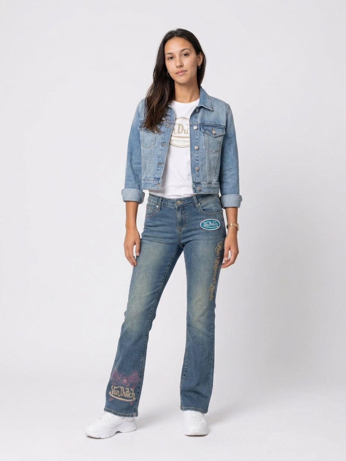 Womens Von Dutch Tinted Low Rise Bootcut Jeans