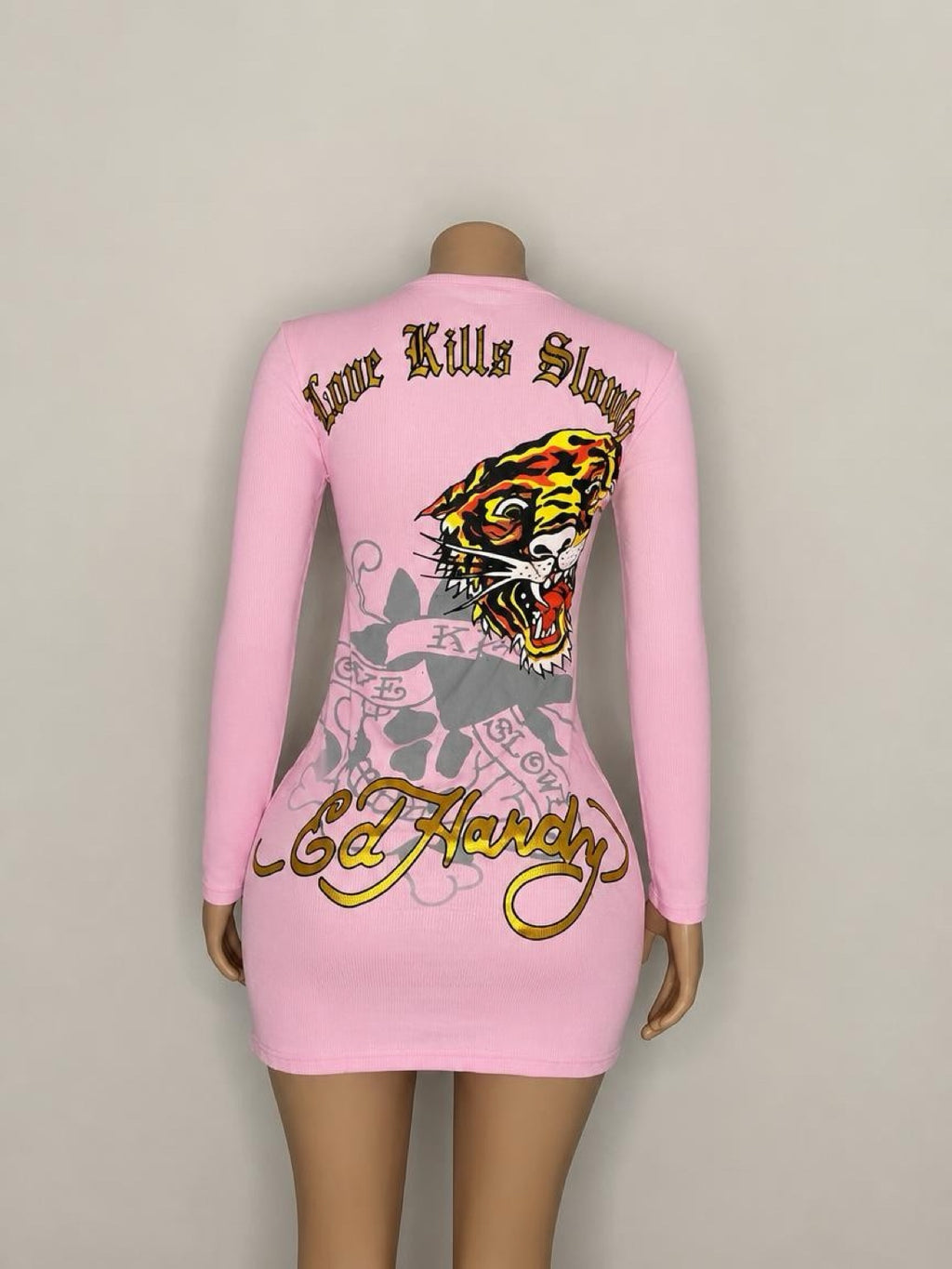 Womens Ed Hardy Retro Flash Ribbed Mini Dress