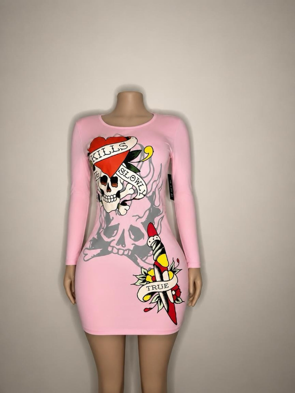 Womens Ed Hardy Retro Flash Ribbed Mini Dress