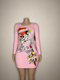 Womens Ed Hardy Retro Flash Ribbed Mini Dress