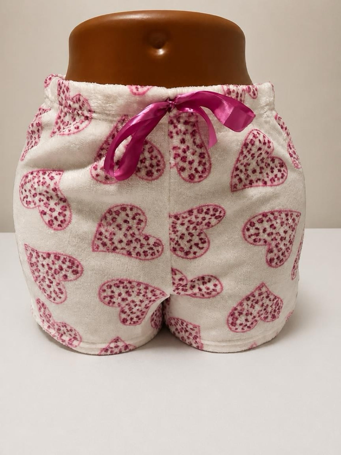 Pink Heart Plush PJ Shorts