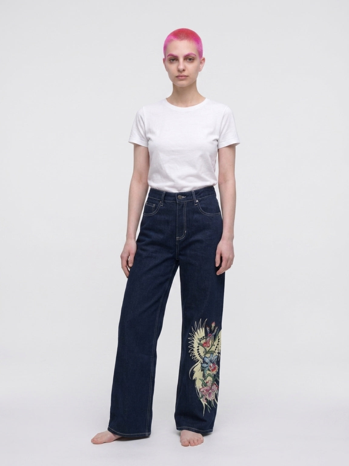 Womens Ed Hardy Orchids Baggy Jeans