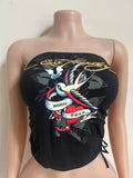 Womens Ed Hardy Bird and Hearts Tube Top