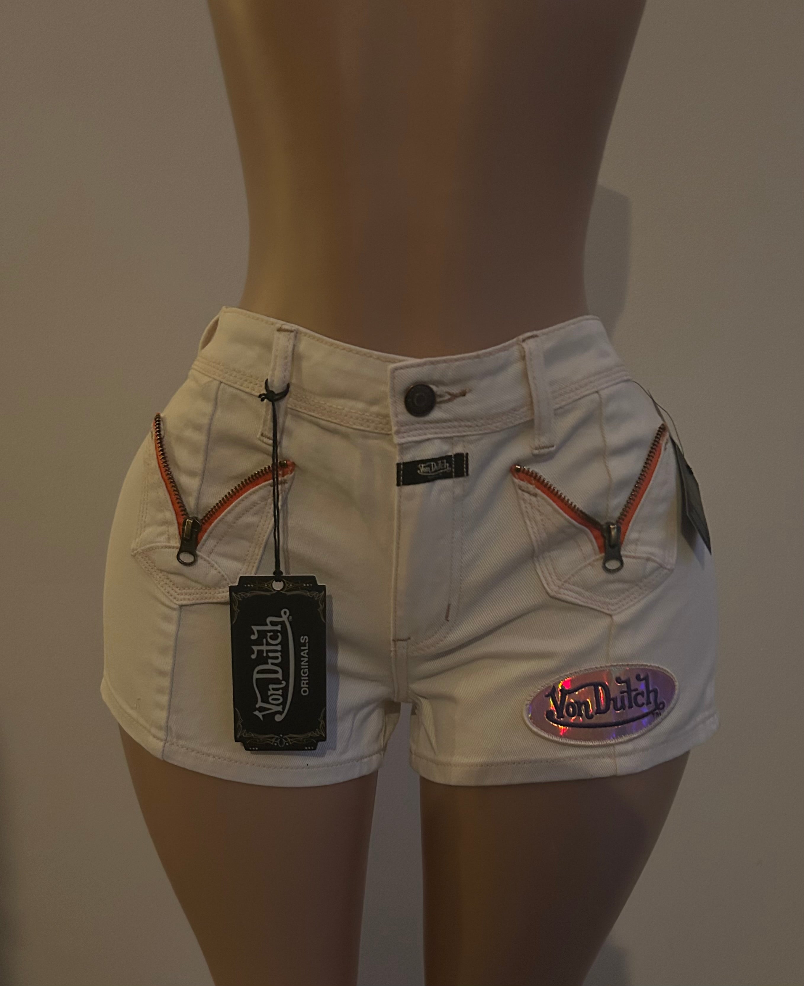 Womens Von Dutch Zipper Denim Shorts
