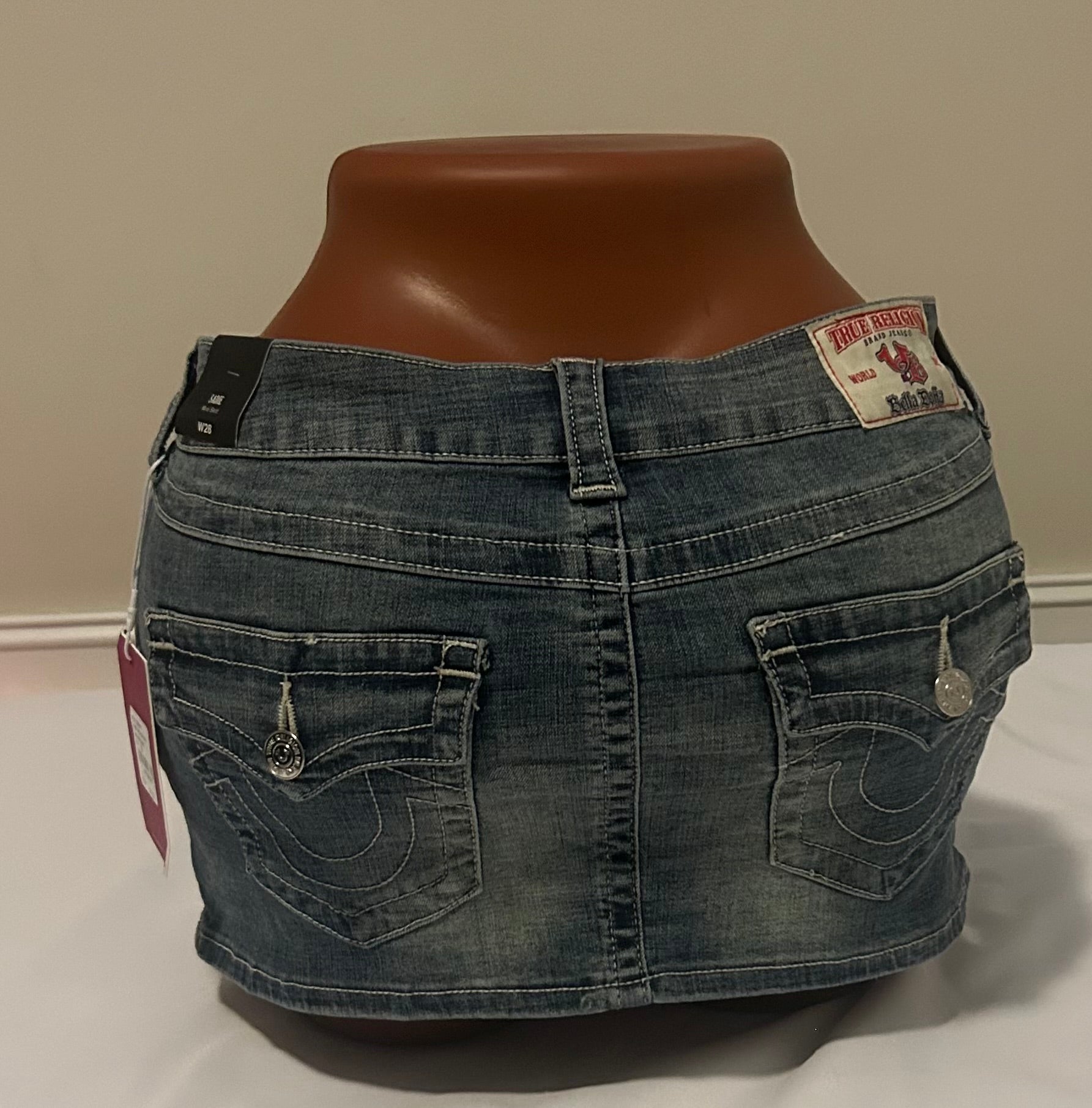 Womens True Religion Bella Dona Sadie Lace Up Mini Skirt - Medium Wash