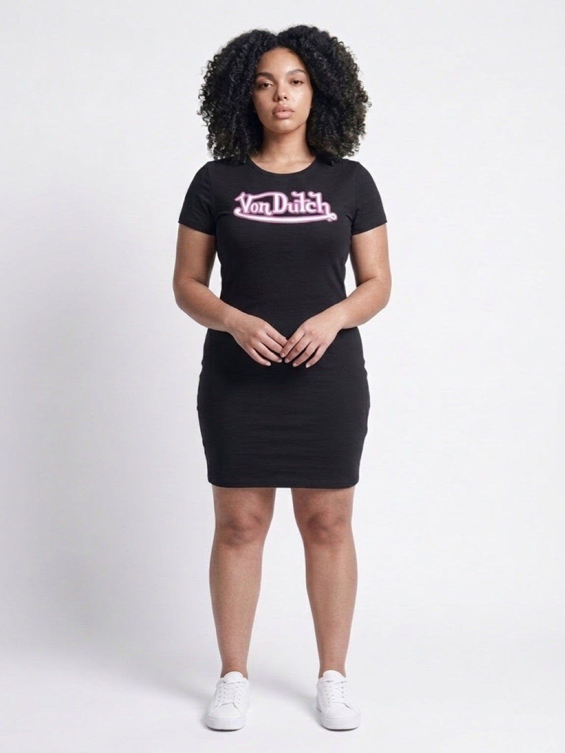 Womens Von Dutch Graffiti T-Shirt Mini Dress - Black