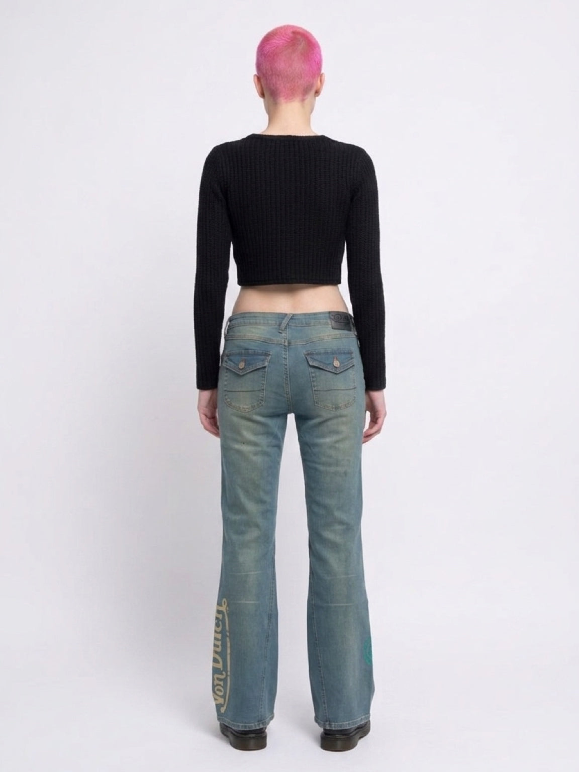Womens Von Dutch Studded Low Rise Flare Jeans