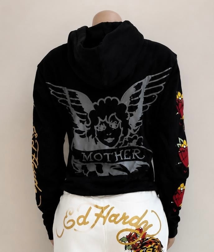 Womens Ed Hardy Sacred Heart Oversized Hoodie