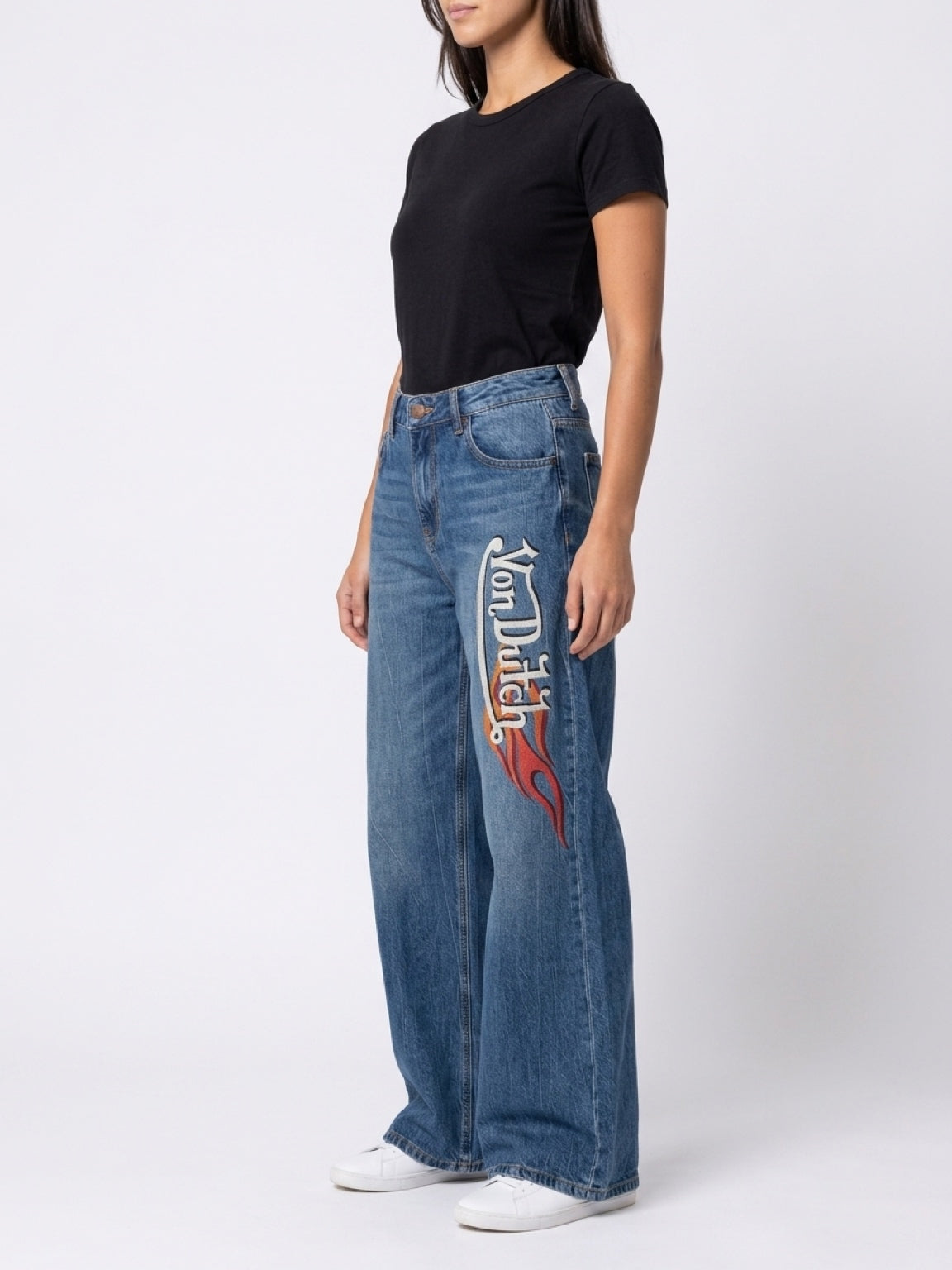 Womens Von Dutch Flame Wide Leg Jeans