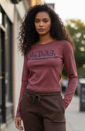 Womens Von Dutch Long Sleeve Crew Neck Baby Tee