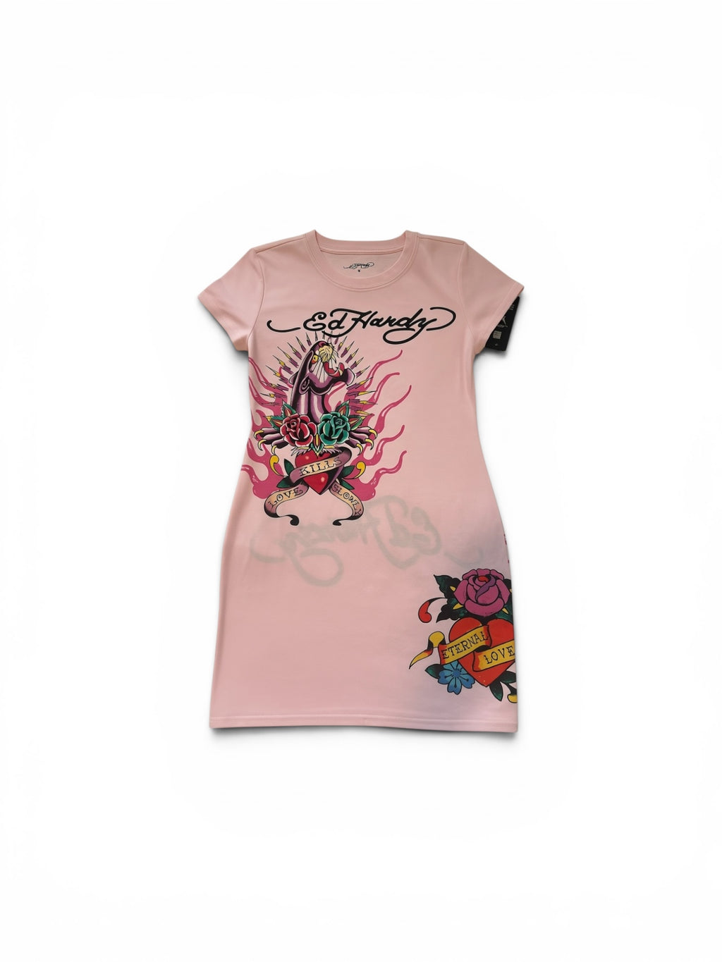 Womens Ed Hardy Panther Rose T-Shirt Mini Dress