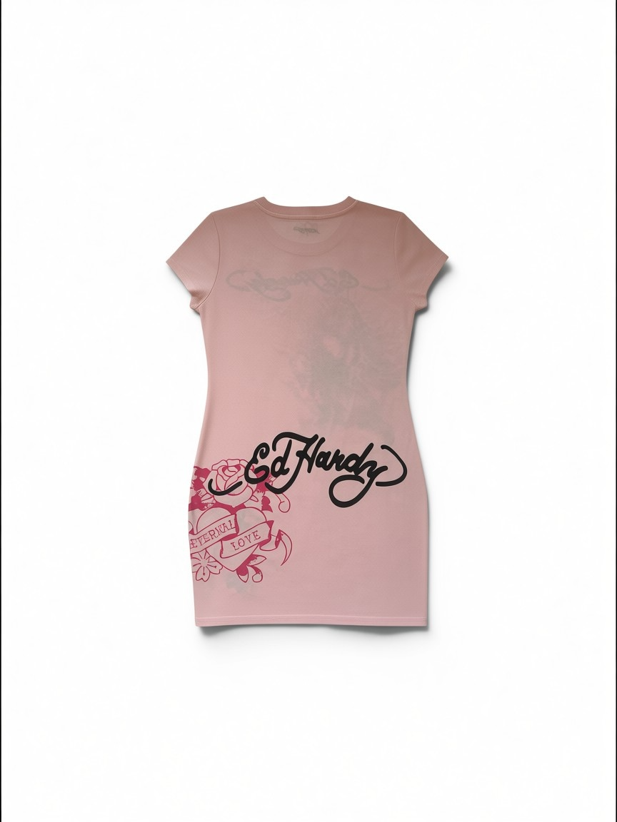 Womens Ed Hardy Panther Rose T-Shirt Mini Dress