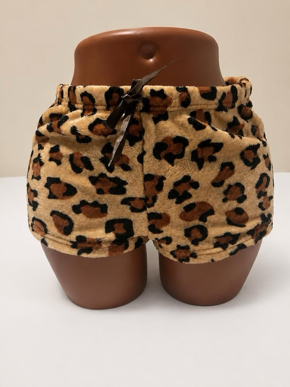 Leapard Print Plush PJ Shorts