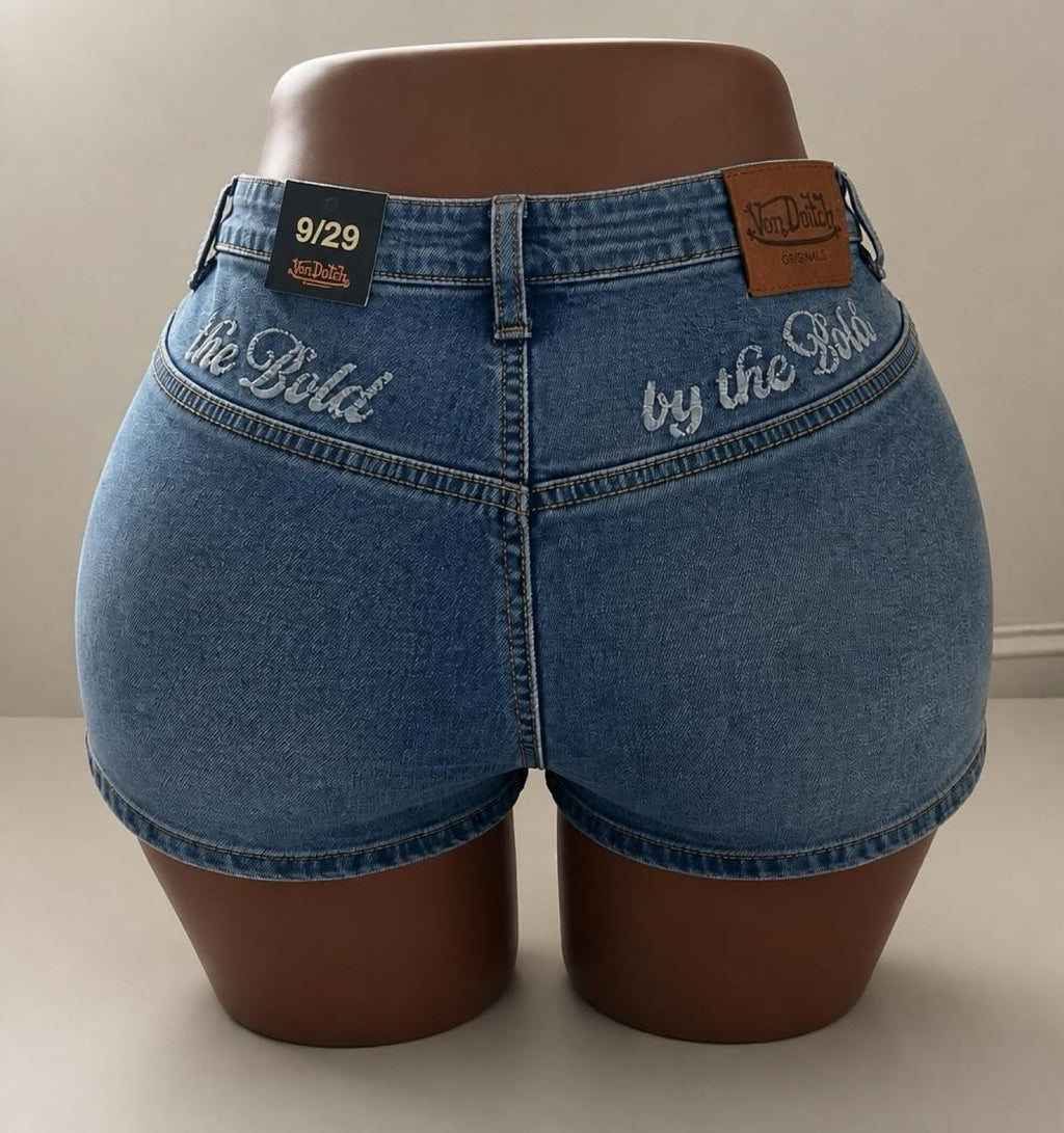 Womens Von Dutch Fire Flame Denim Shorts
