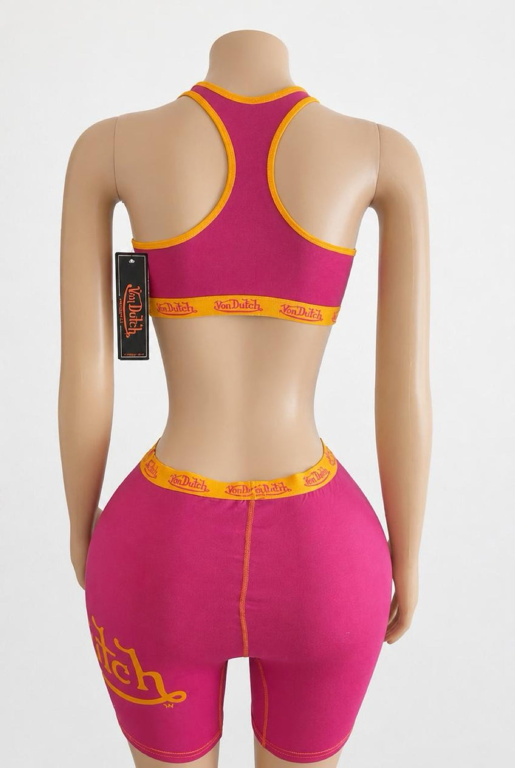 Womens Von Dutch Contrast Stitiching Bralette and High Waist Boyshorts Set