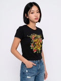 Womens Ed Hardy Tiger Rose Baby Tee