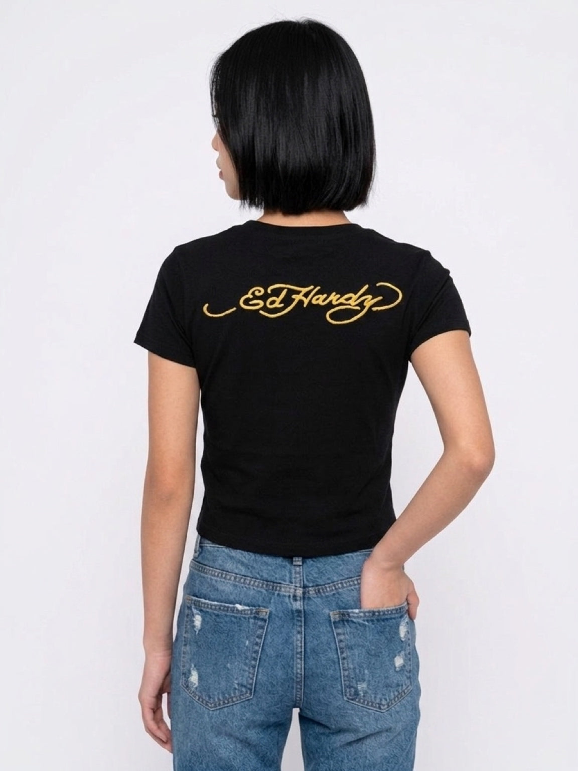 Womens Ed Hardy Tiger Rose Baby Tee