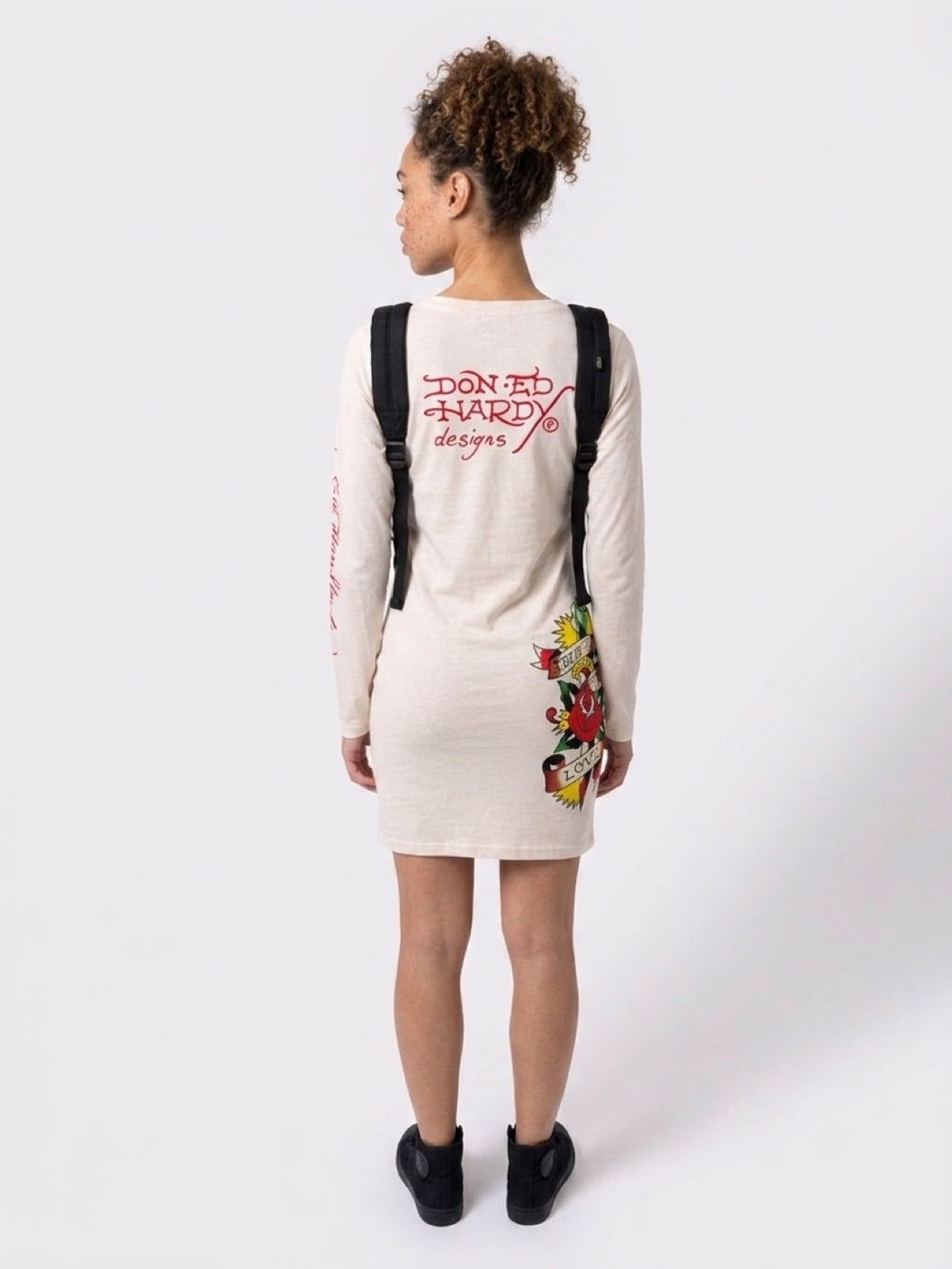 Womens Ed Hardy Honor Dagger Long Sleeve Mini Dress
