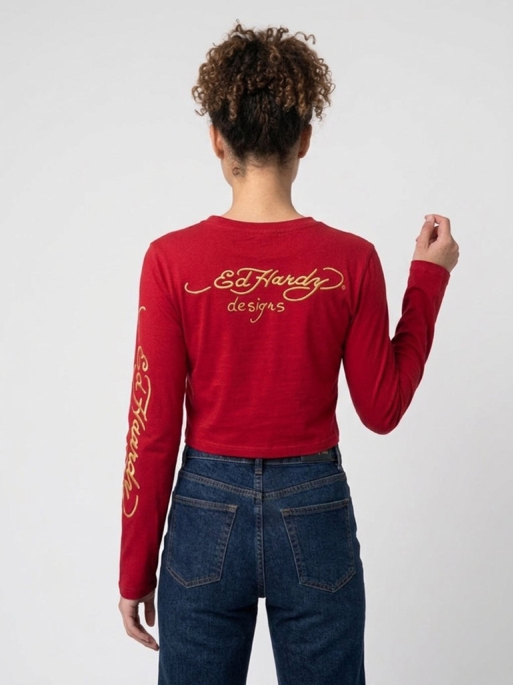 Womens Ed Hardy Koi Long Sleeve Baby Tee