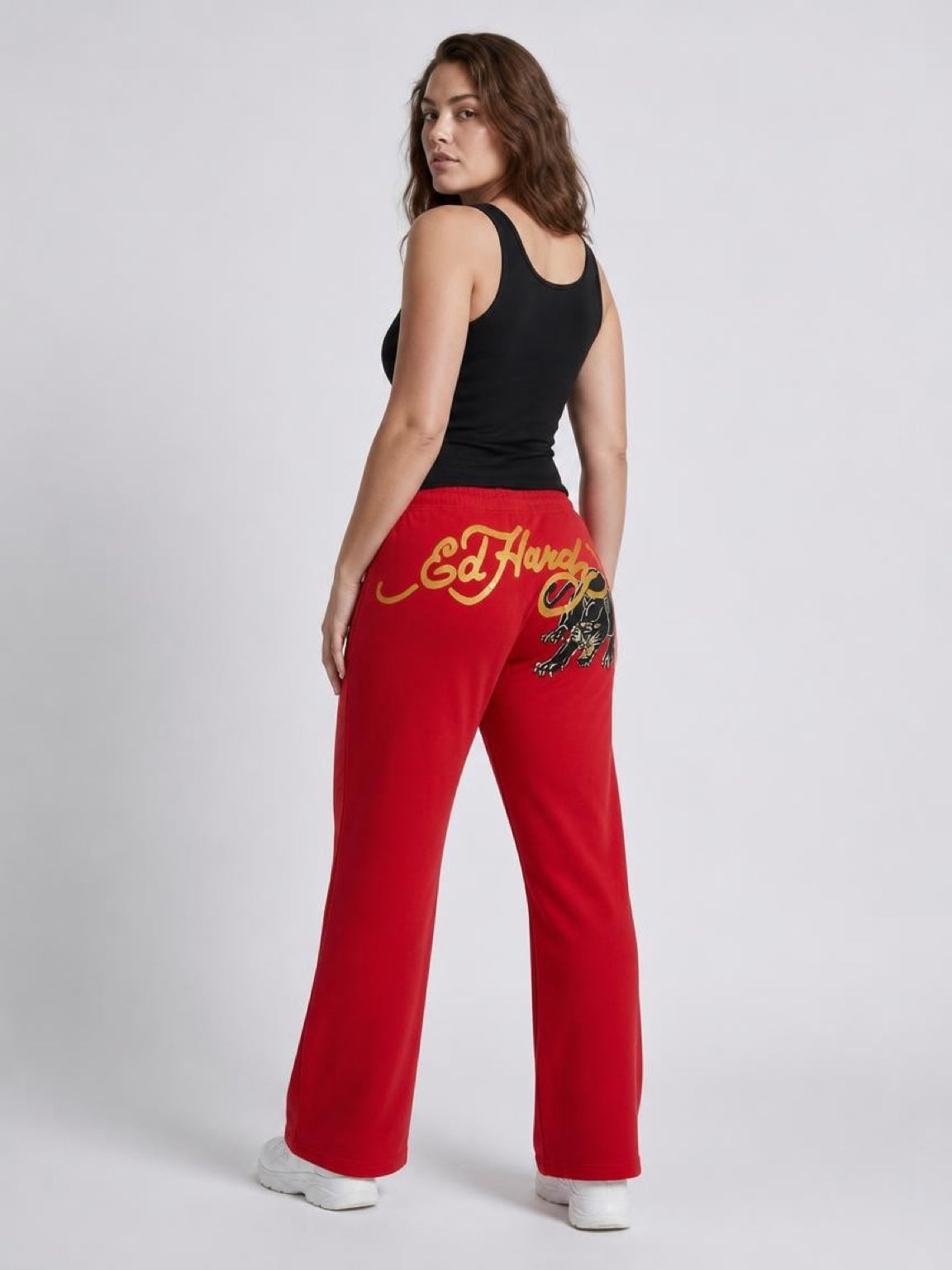 Womens Ed Hardy Black Panther Wide Leg Pants