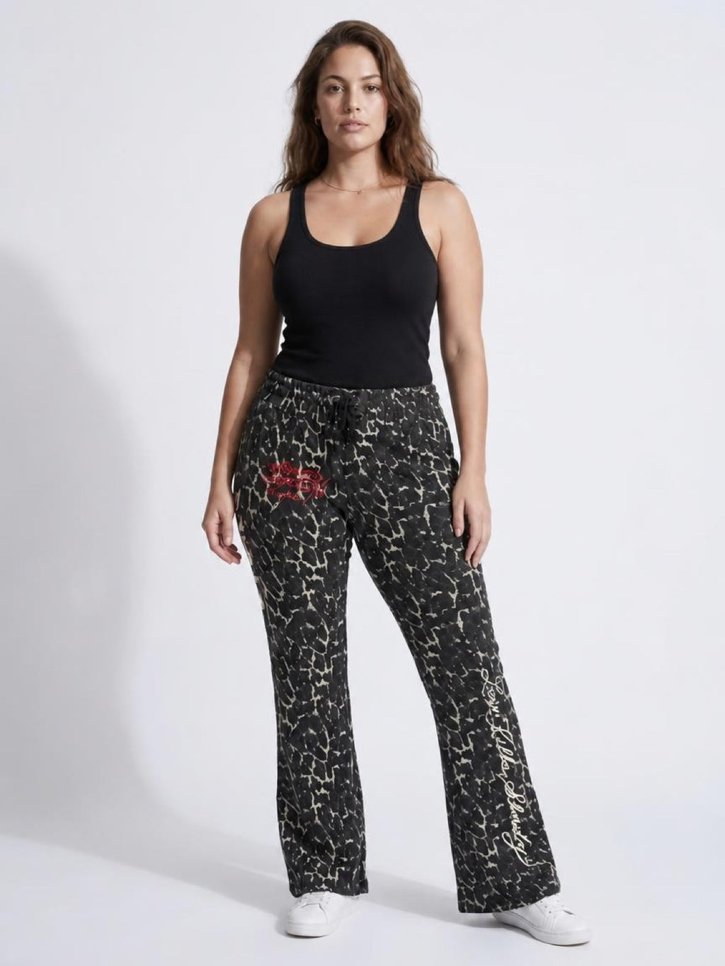Womens Ed Hardy Leopard Devil Flare Leg Pants