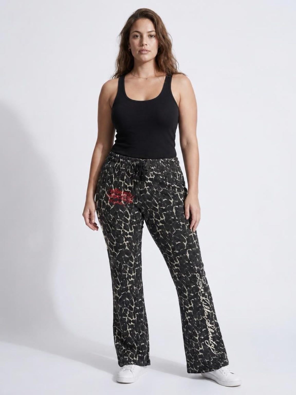 Womens Ed Hardy Leopard Devil Flare Leg Pants
