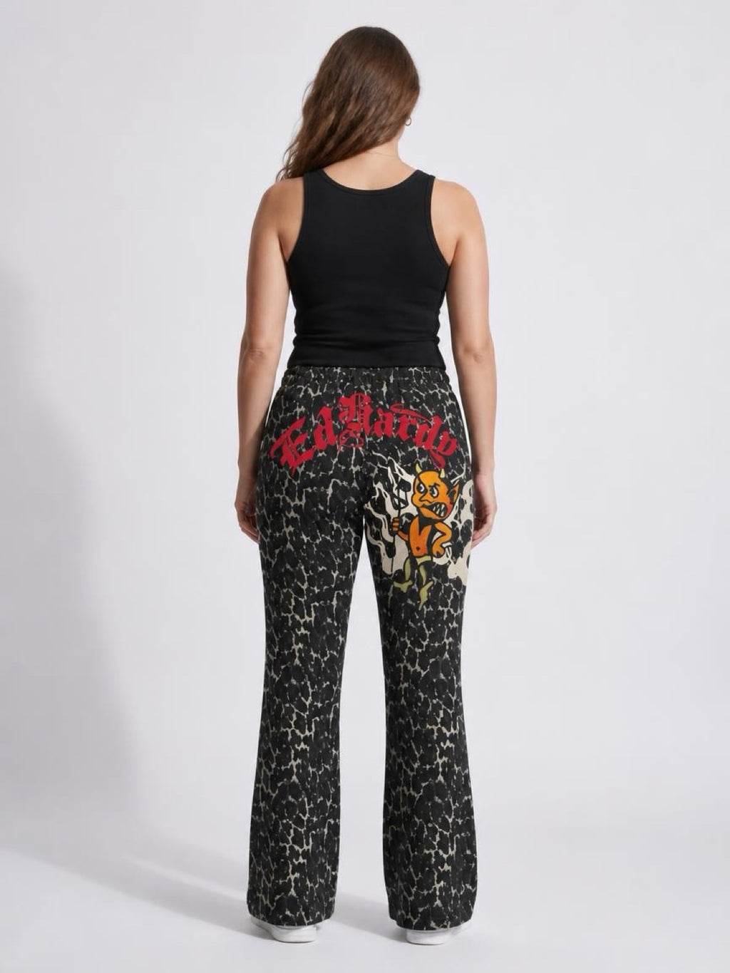 Womens Ed Hardy Leopard Devil Flare Leg Pants