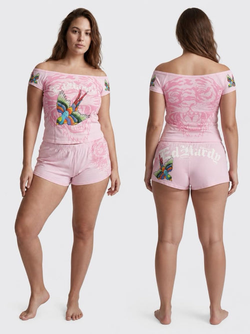 Ed Hardy Pink Ballerina Micro Short Set