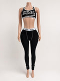 Womens Von Dutch Contrast Stitching Bralette and Legging Set