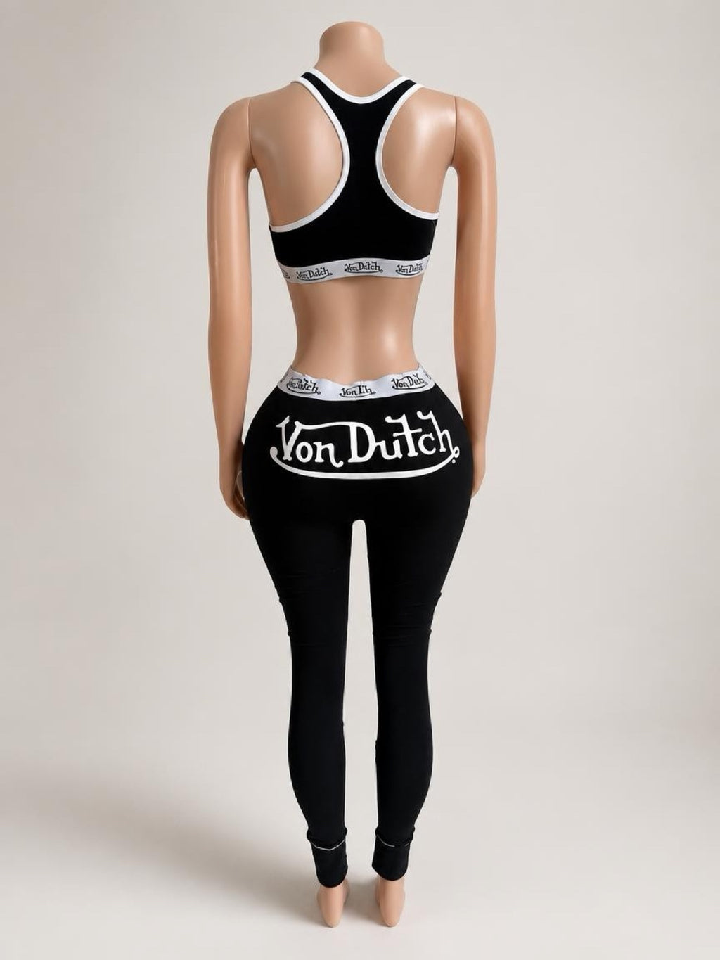 Womens Von Dutch Contrast Stitching Bralette and Legging Set