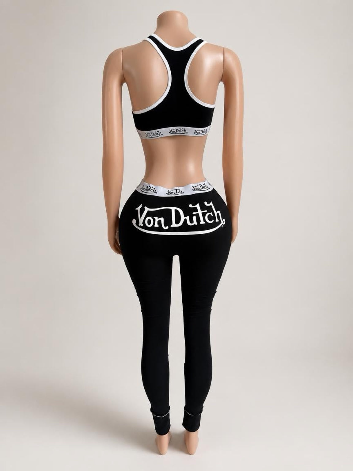 Womens Von Dutch Contrast Stitching Bralette and Legging Set