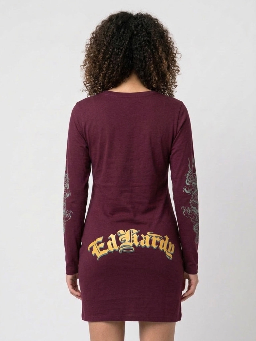 Womens Ed Hardy Koi Long Sleeve Mini Dress