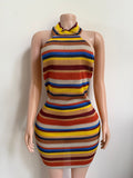 Womens Striped Halter Mini Dress